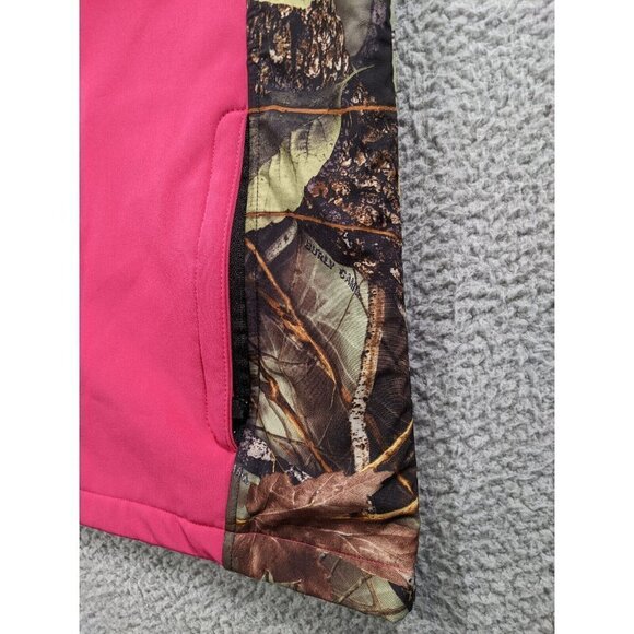 Burly Girl Soft WFS Softshell Vest Jacket Womens Large L Pink Camo Full Zip - Picture 9 of 11